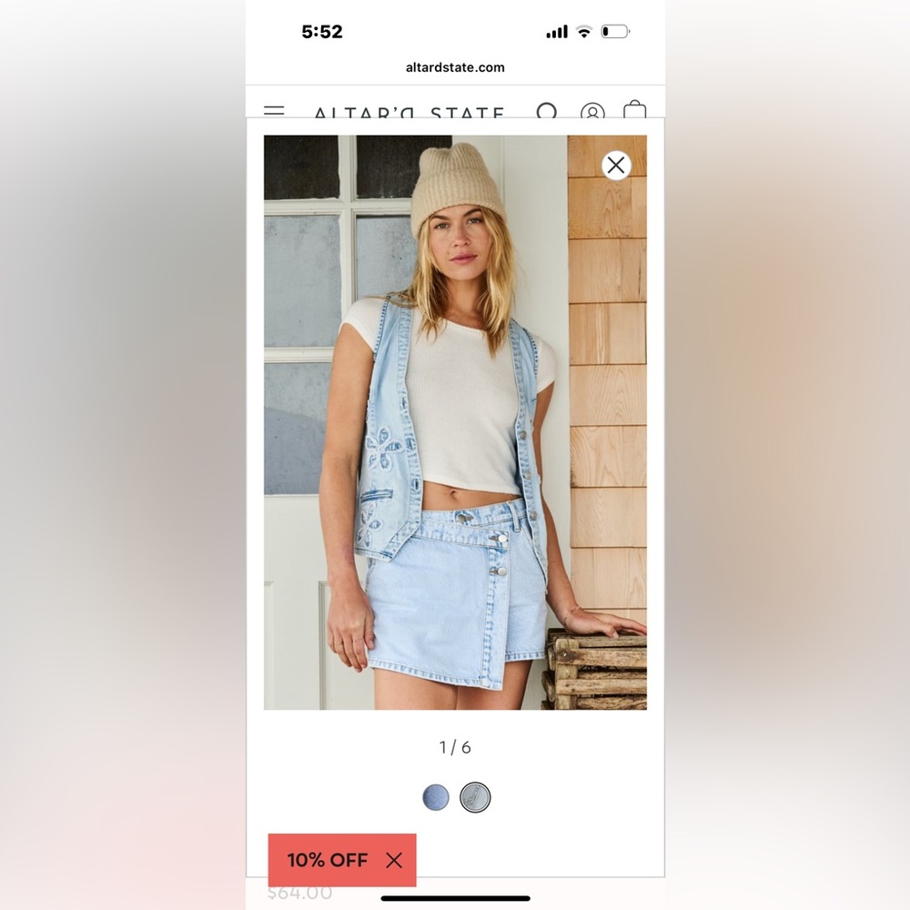 Altard State Black Abigail Denim Overlay Skort